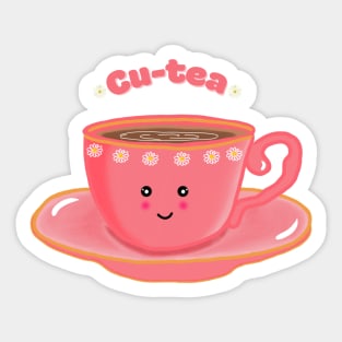 Cu-tea cute pink tea cup Sticker